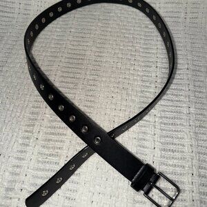 Black Belt with Silver Eyelets